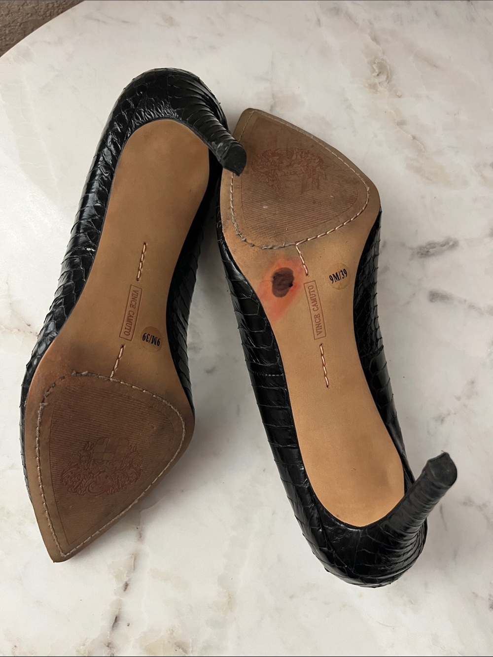 Vince Camuto Black Faux-Croc Pointed Toe Pumps - Picture 4 of 5